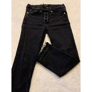 Zara high-waisted lace up straight leg jeans